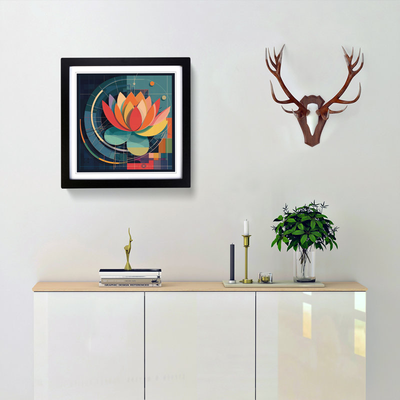 Lotus Flower Constructivism No.7 - Framed Print, Black