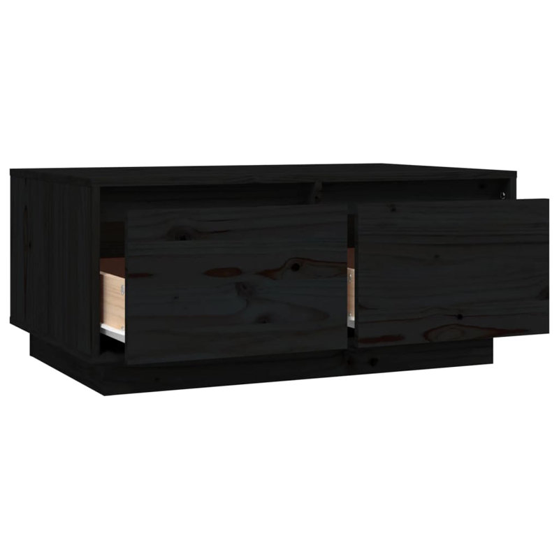 Normalie Solid Wood Solid Coffee Table with Storage, Black