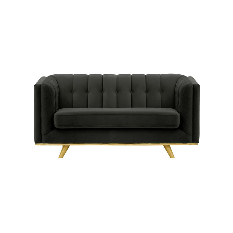 Afsheen 2-Seater Velvet Sofa, 2, Black