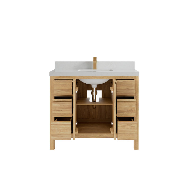 Ensemble de meuble-lavabo simple 42 po, Quartz de Carrare