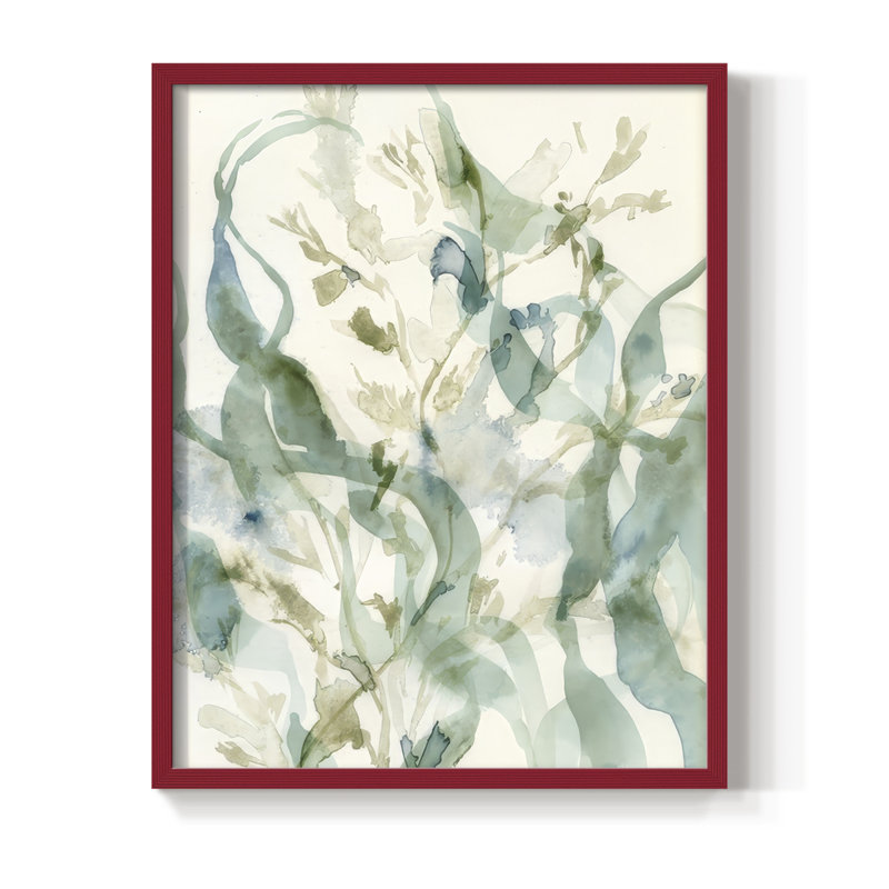 Underwater Botany II, reproduction encadrée - bois massif, H 15 po x l 12 po, Rouge