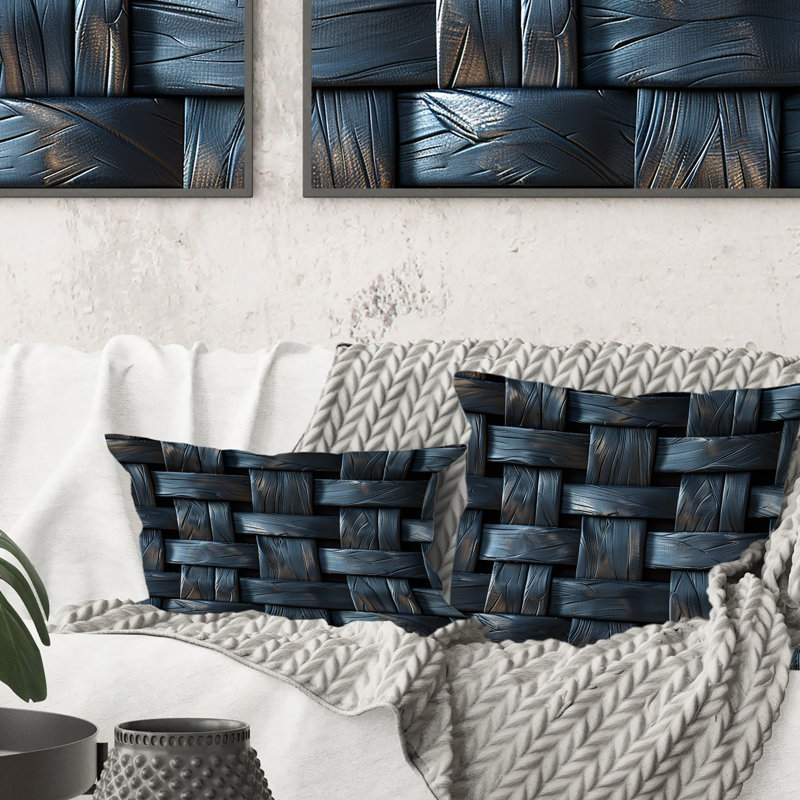 Coussin noir Midcentury Basketweave I - Midcentury
