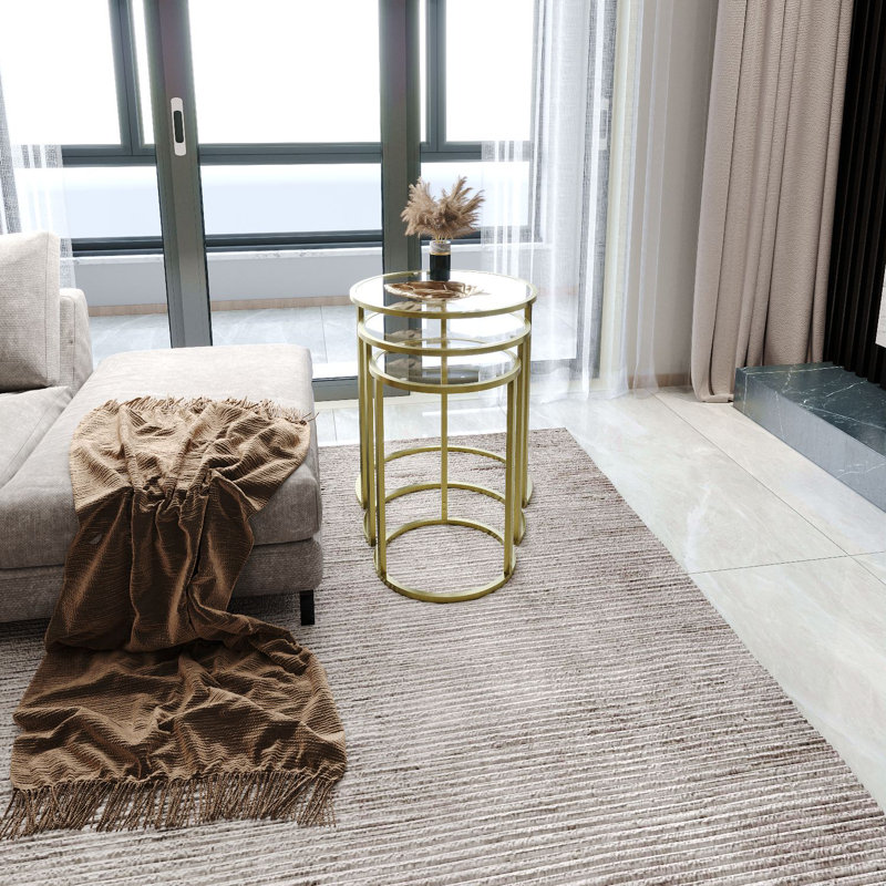Bullock Modern Nesting Table Set (3 Pieces), Black & Transparent, 13.4 x 19.7 x 13.4 in, 16.5 x 21.3 x 16.5 in, 19.7 x 22.8 x 19.7 in | 100% Tempered Clear Glass, 0.16 in Thick | Sleek Metal Frame, Perfect for Industrial Living Spaces & Home Decor