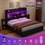Structure de lit double avec 4 tiroirs de rangement Sherell, noir-100845099-100845096