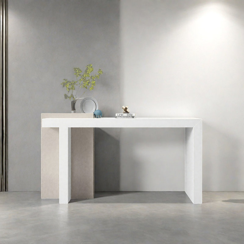 Console Modern Minimalist Art Design, Blanc / beige, H 37,4 po x l 55,12 po x P 15,75 po