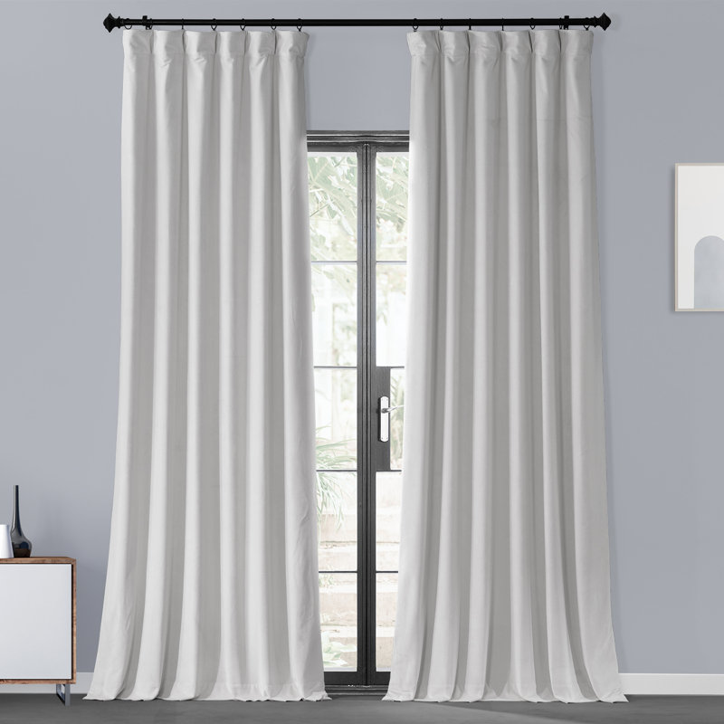 Oakbrook Velvet Room Darkening Curtain Single Panel, Lighthouse White, 50" W x 108" L