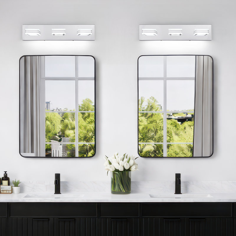 Luminaire de salle de bain moderne à 3 lumières à DEL à intensité variable avec tête rotative à 360 ° en acrylique pour salle de bain et salon