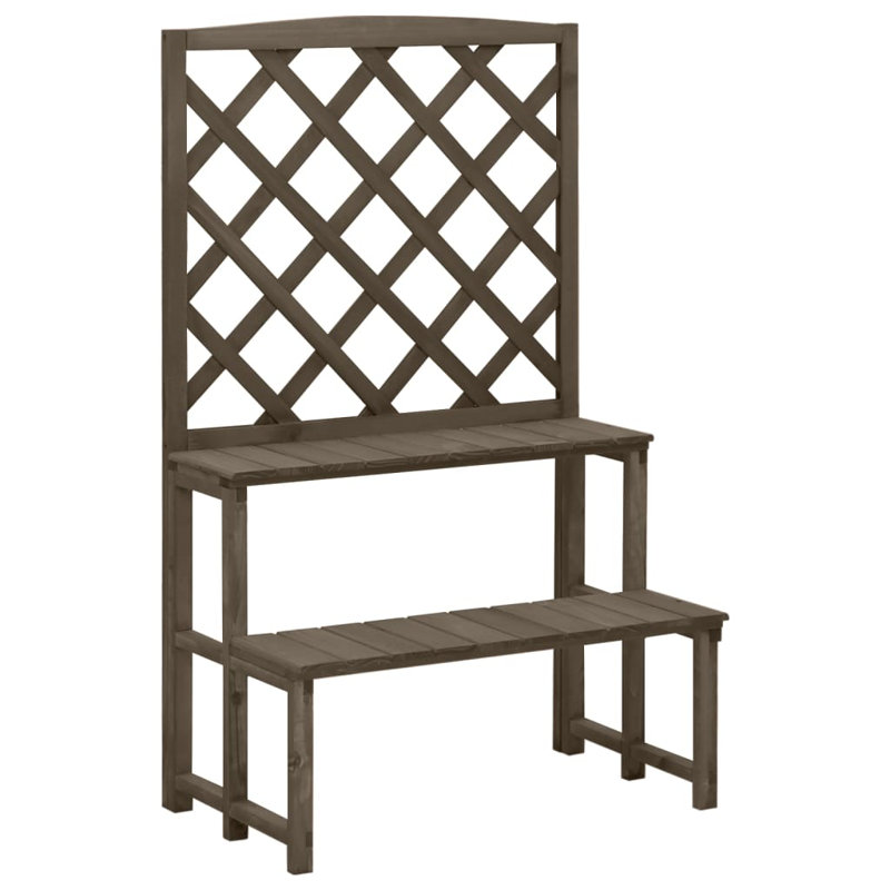 Plant Rack 2-Tier Plant Stand with Trellis Flower Pot Stand Solid Wood