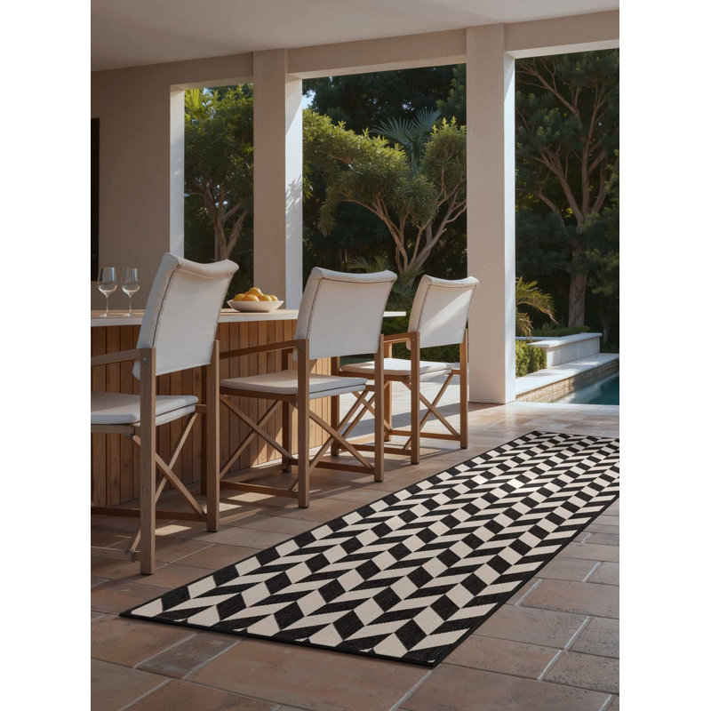 Runner Destyn Geometric 80cm X 200cm Indoor / Outdoor Area Rug