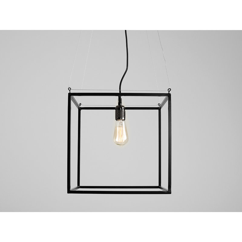 Allyssa 1 - Light White Square/Rectangle Pendant, Black