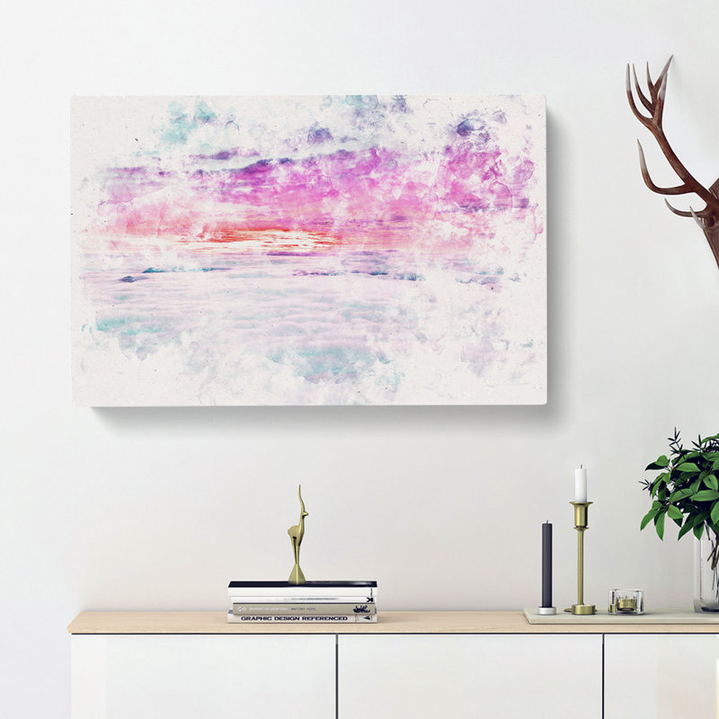 Ocean of Clouds Watercolour - Wrapped Canvas, 35cm H x 50cm W x 3cm D
