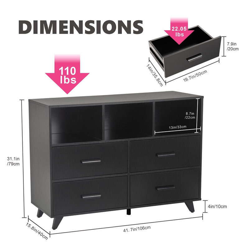 Meuble télé compact avec rangement - élégant et peu encombrant, noir