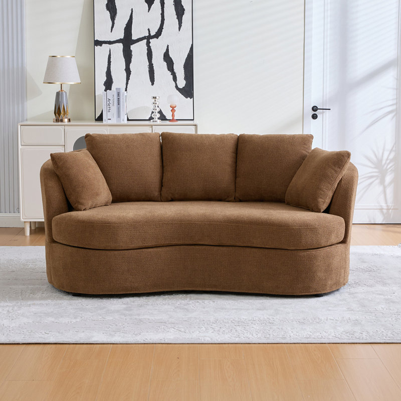 Canapé incurvé de 73,82 po de largeur, siège très profond en chenille moelleuse de luxe moderne, 4 coussins amovibles, convient aux petits espaces, aux salons et aux chambres