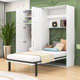 Murphy Bed with Wardrobes and Folding Mechanism, Convert into A Cabinet