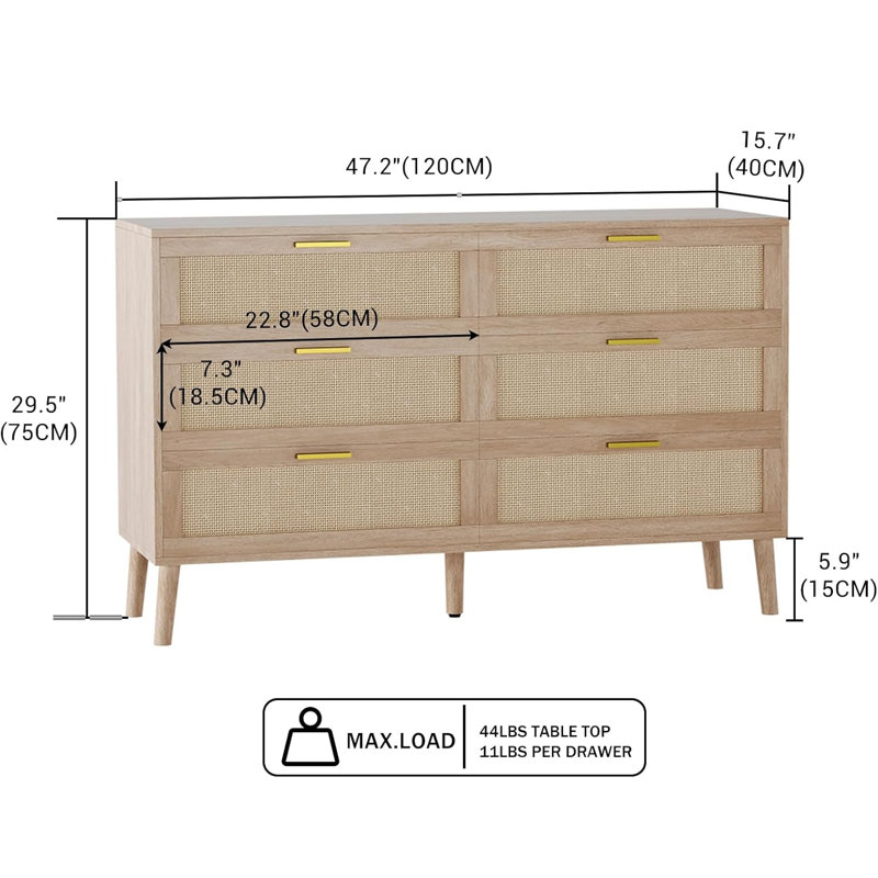 6-drawer Rattan Dresse