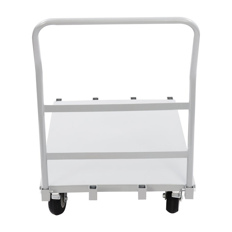 Steel Plate Trolley 2000Lbs 36*24In With Front Handrail And 2 Side Handrails Silver