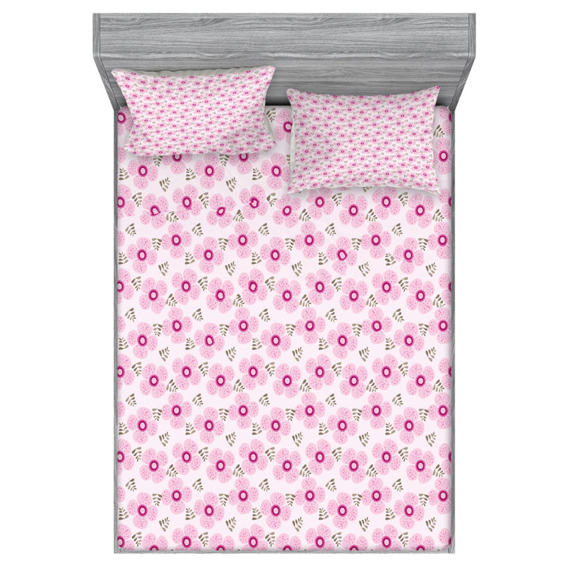 Microfiber Floral Sheet Set, Full Sheet Set, Pink/White Floral