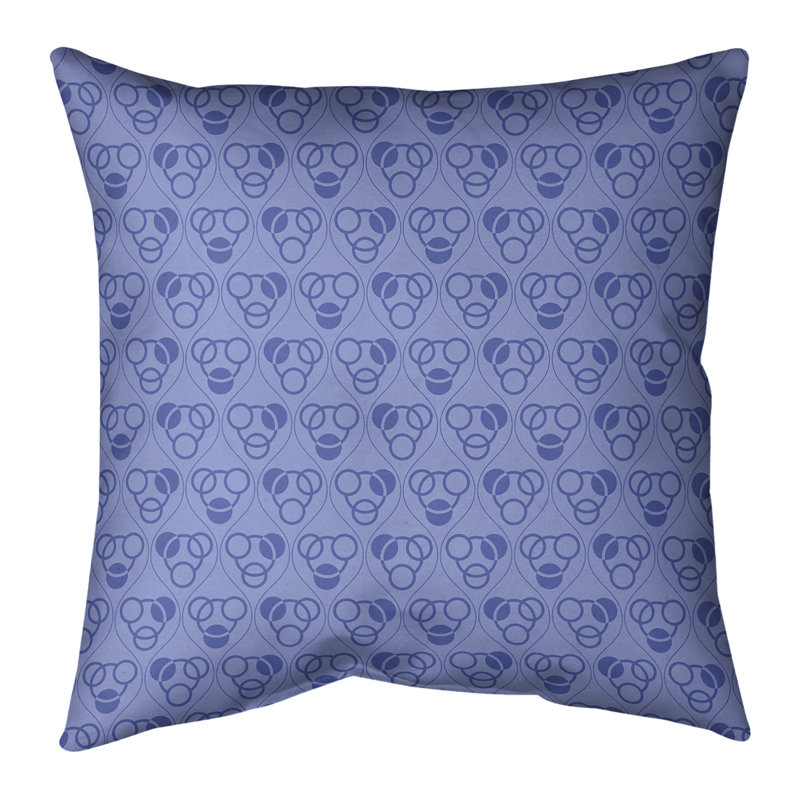 Coussin décoratif à cercles Waves intérieur/extérieur, 16 po x 16 po, bleu, Protection UV