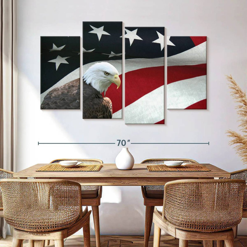 Brampt US Flag And The Bald Eagle, 42" H x 68" W