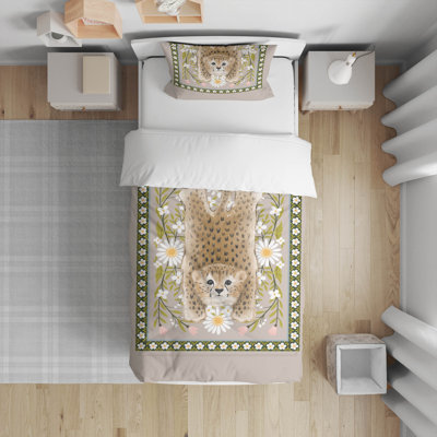 Lil Lying Leopard Flowers Decorative Lightweight Comforter Set
