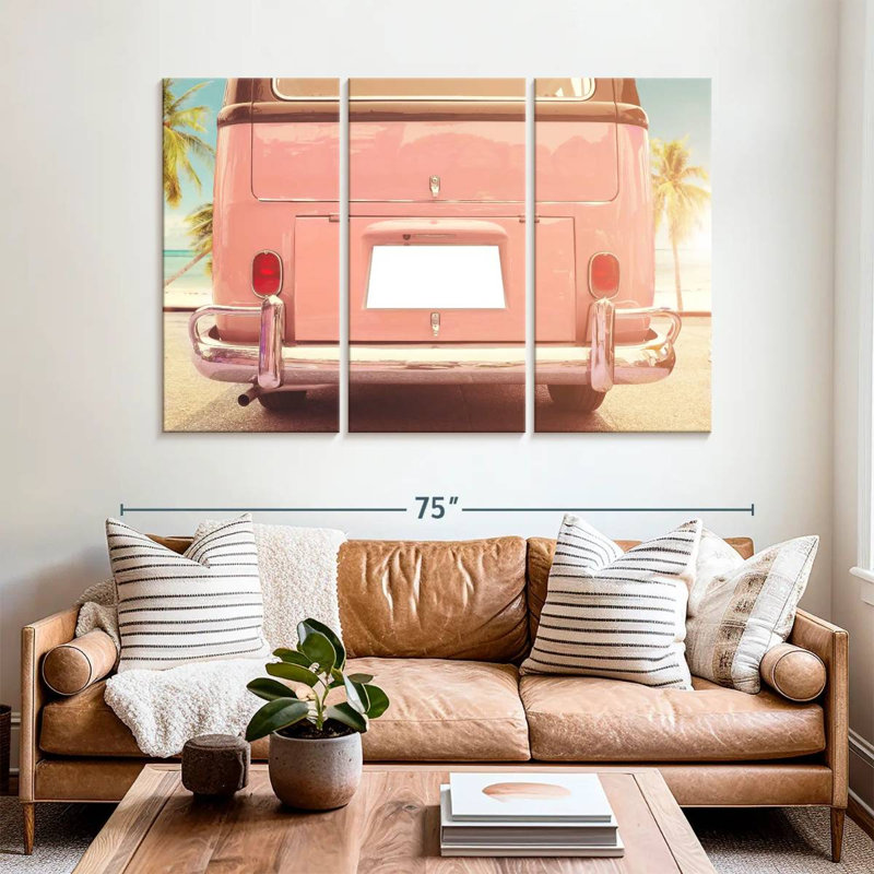 Mehar Beachside Pink Van, 28" H x 45" W