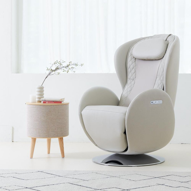 Fauteuil de massage chauffant Nouhaus Luna, fauteuil inclinable de massage Zero-Gravity avec massage 3D à faible bruit et deux systèmes de sonorisation (Elder White)