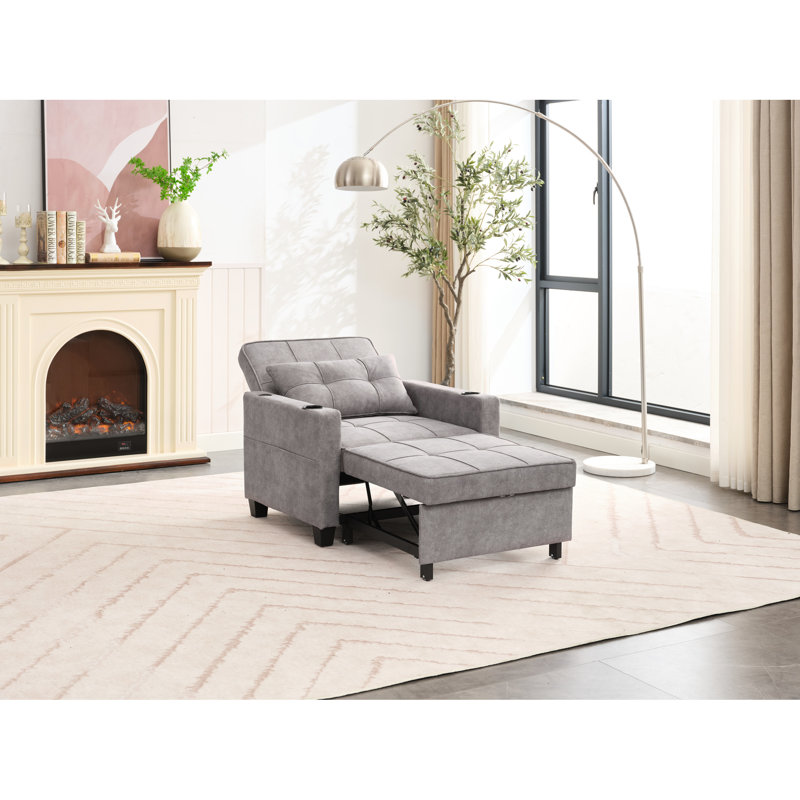 Futon-lit avec fauteuil d'usure - Tissu, oreiller et matériaux gris portage Assemblage facile, Gris clair