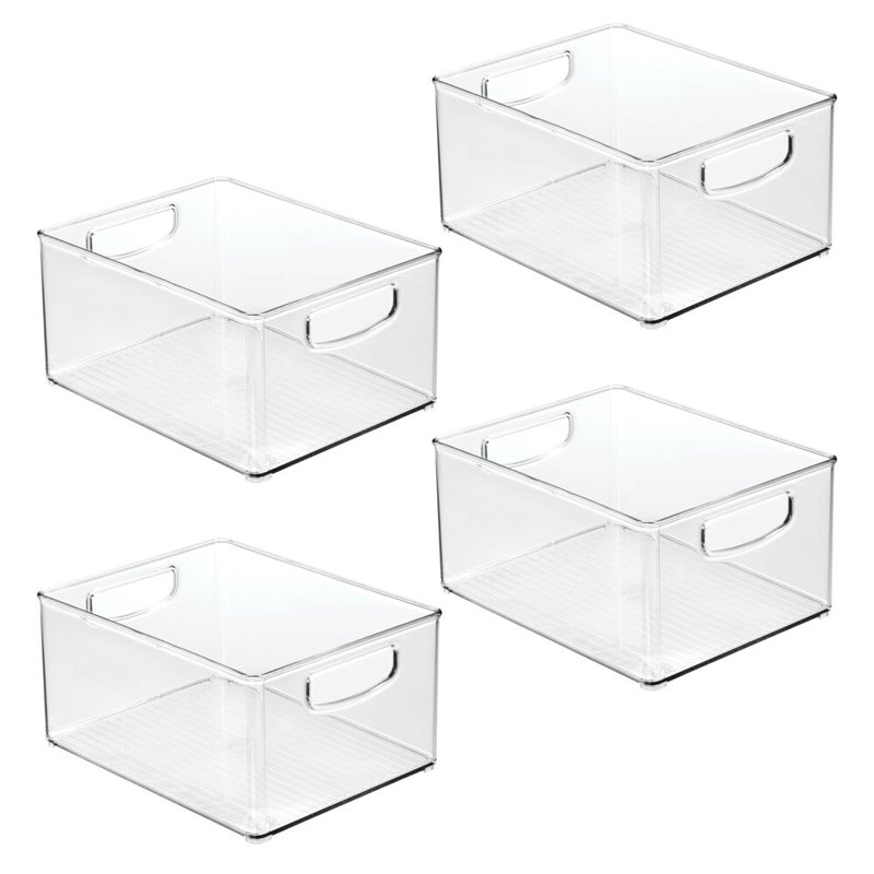 iDesign Plastic Stackable Pantry Bin with Handles - Set of 4 - Clear, 3.56 qts.
