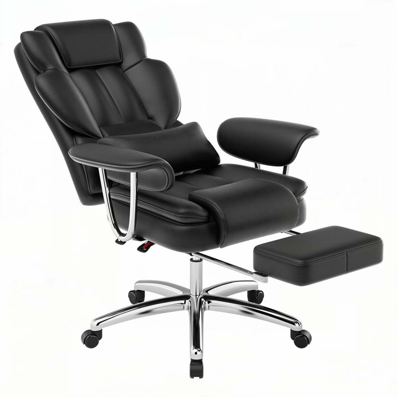 Executive Office Chair with Footrest, Black