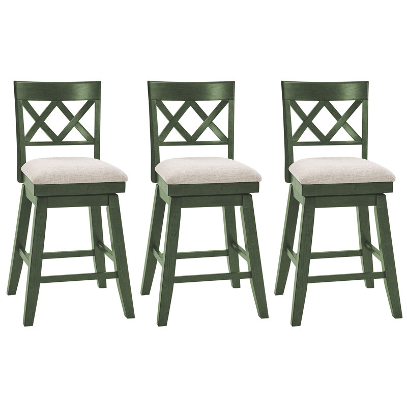 Tabouret de bar en bois massif Modern Farmhouse, Green, 3