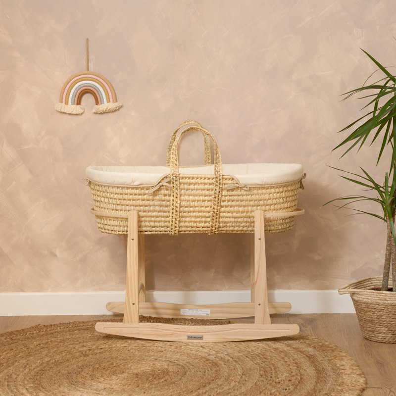 Organic Palm Moses Basket, Cream