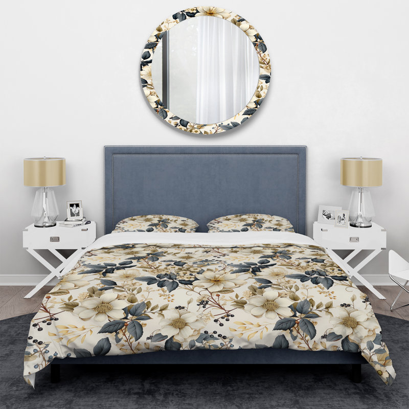 Ensemble de housse de couette Vintage Flora - Plants, Housse de couette pour grand lit et 2 taies décor