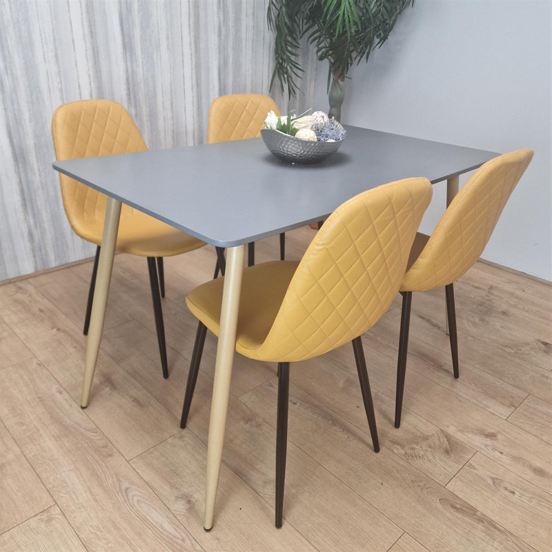 Morrice 4 - Person Dining Set, Mustard, Grey