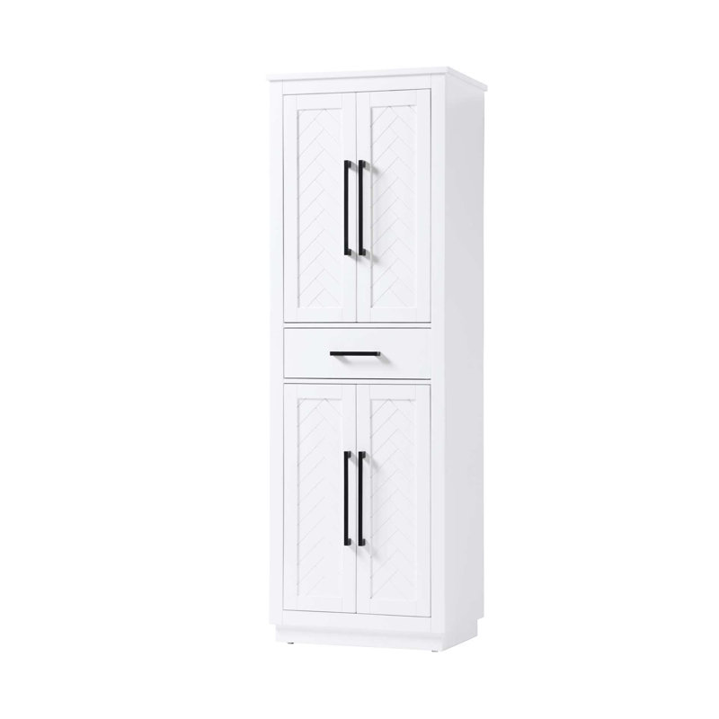 Armoire de rangement pour salle de bain 24 po en blanc, H 72 po x l 24 po x P 18 po, Blanc