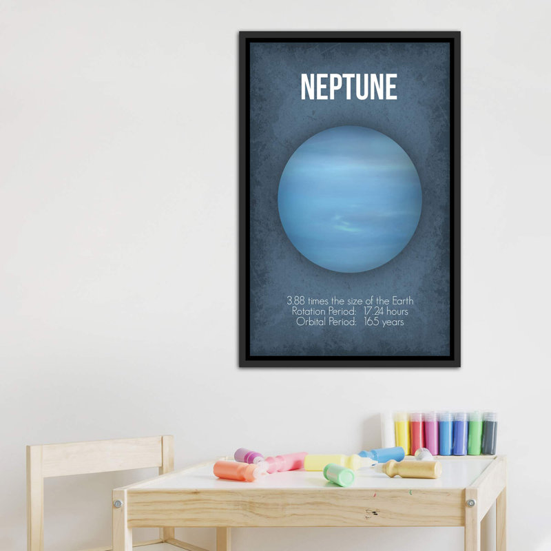 Décoration murale Neptune Kids, H 40 po x l 26 po x P 1,5 po, Toile encadrée noir délavé