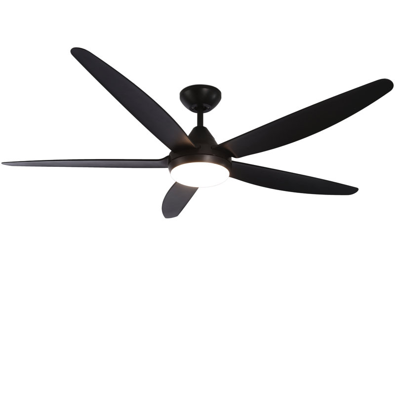 Ventilateur de plafond moderne à DEL à 5 pales de 56 po avec lumière et télécommande Lepido