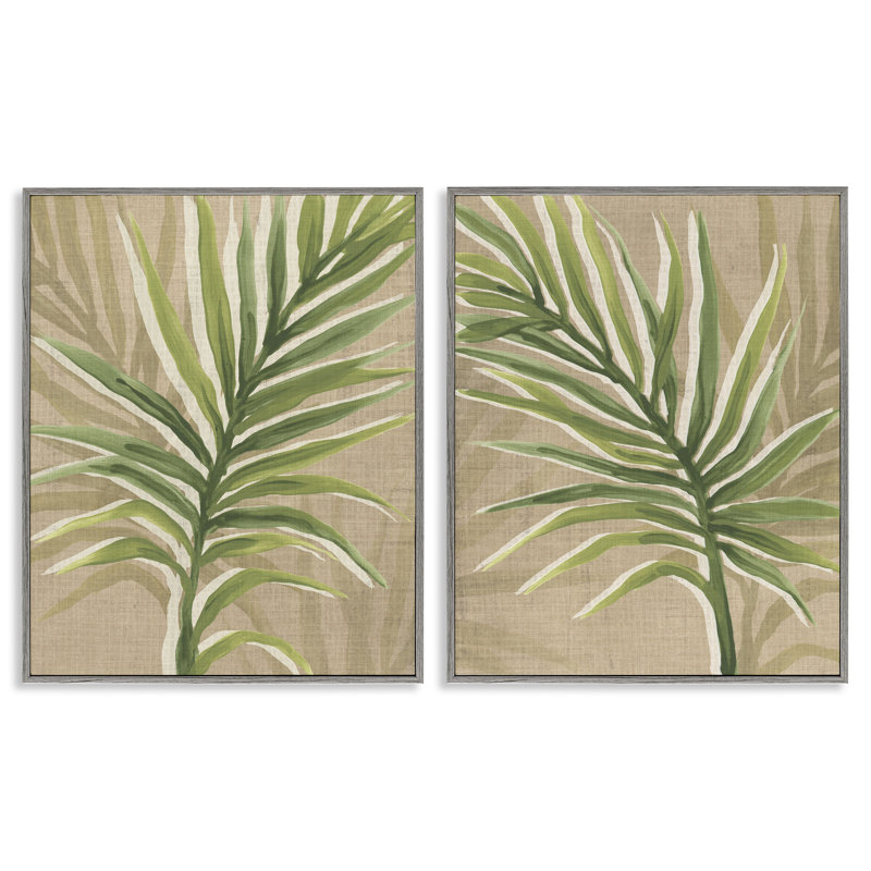 Feuilles de palmier naturelles, ensemble de 2 giclées encadrées, design par June Erica Vess, H 14 po x l 11 po