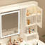 Meuble-lavabo simple avec 6 tiroirs, 2 portes, grand miroir et miroir de maquillage facile à utiliser