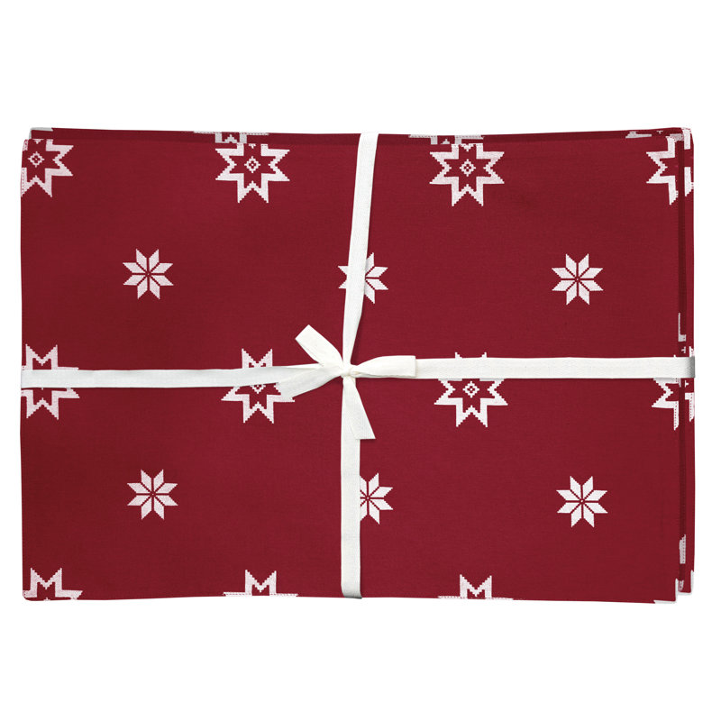 Maeva Cotton Geometric Rectangle Placemat, Red