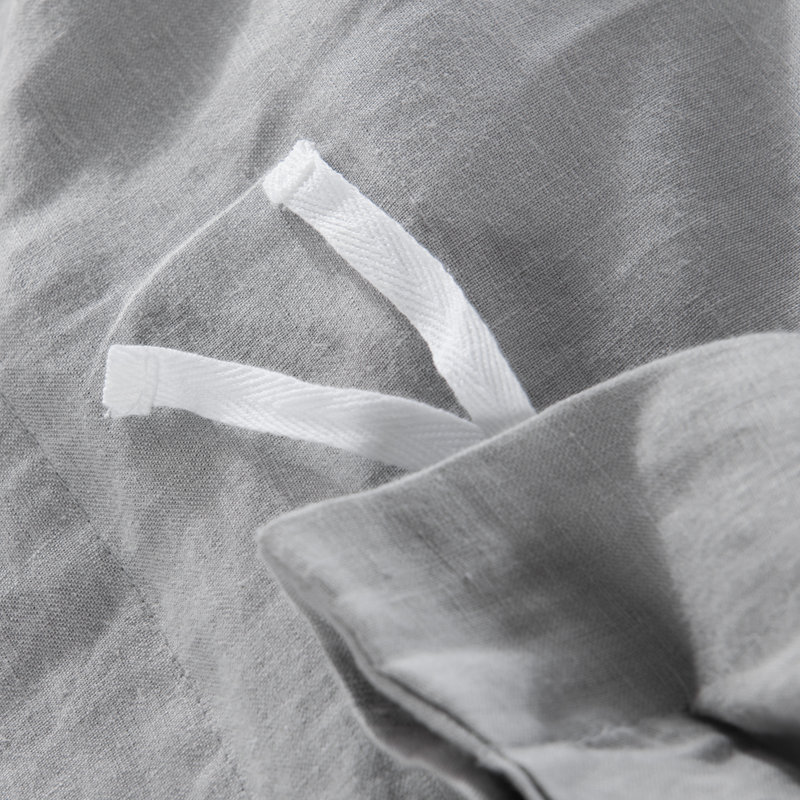 Stone Washed Pure Linen Duvet Cover Set, Gray, King Duvet Cover + 2 Sham