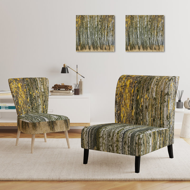 Accent Chair, Beige Floral Pattern Upholstered Decor - Beige Floral Pattern II, Yellow