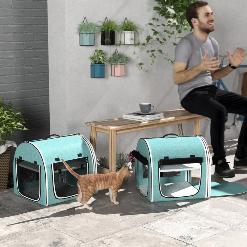Sac de transport pour animaux 39 po, transporteur avec dispositif de sécurité, deux compartiments, coussins moelleux et ballon de rangement