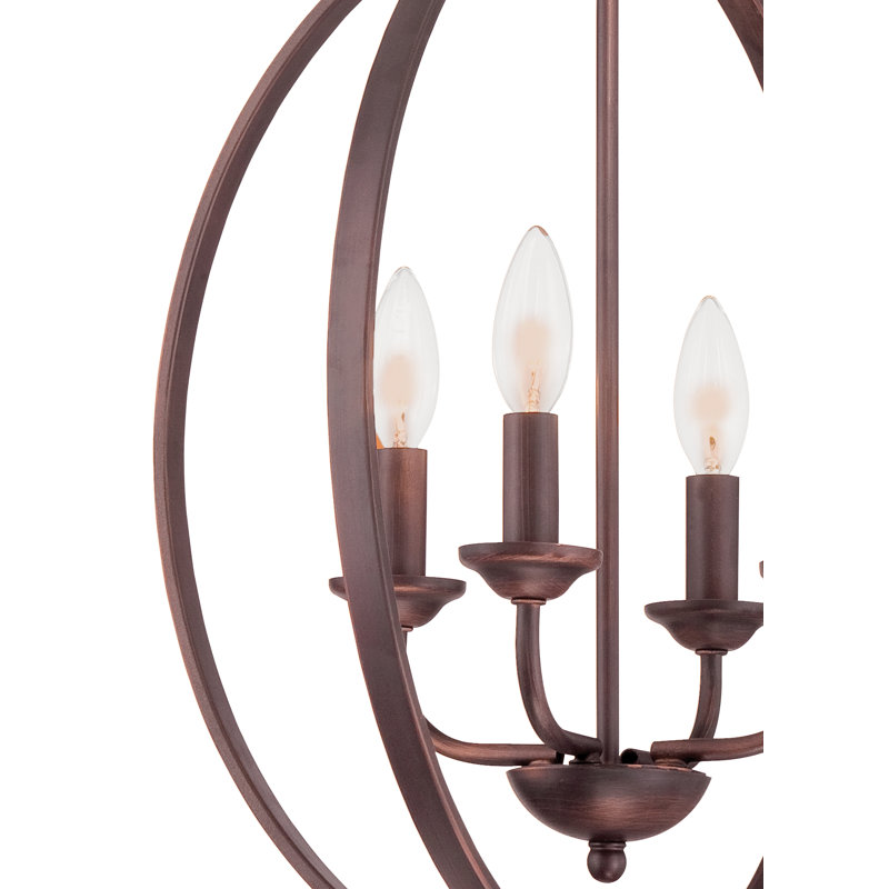 Lustre en forme de globe à 4 lumières , Bronze huilé
