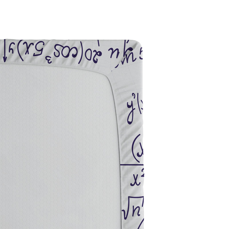 Ambesonne Modern Fitted Sheet 2-Pack Classic Math Pattern Numbers Dark Purple and White, Calking Fitted Sheet
