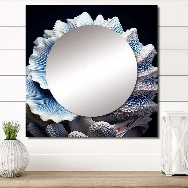 Blue Seashell Symphony - Animals Large Square Mirror Wall Decor For Bedroom, 29" x 29"