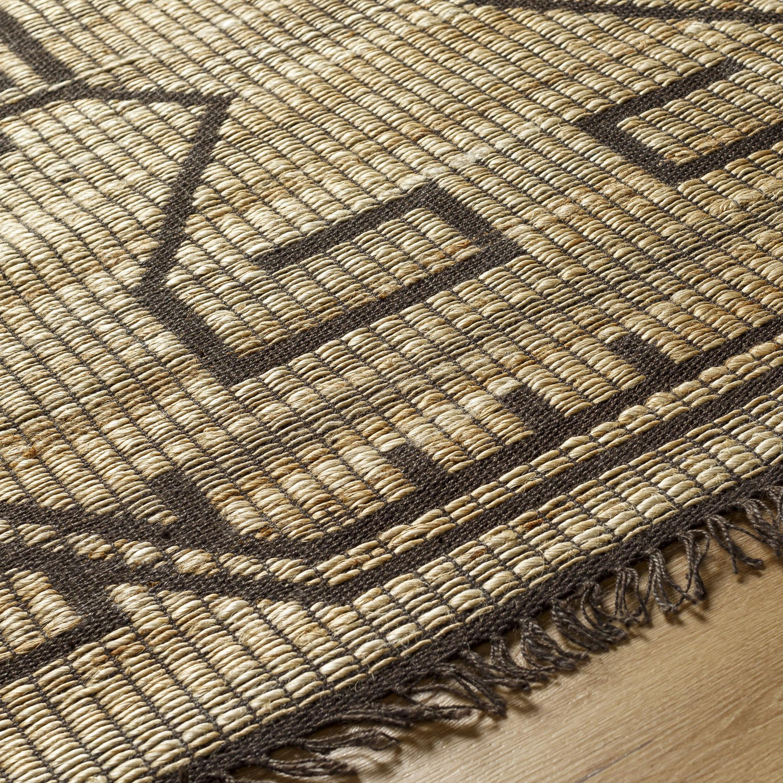 Edara Hand-Woven Khaki Jute Rug, Rectangle 8' x 10'