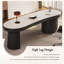 Table de bureau incurvée en granit noir et blanc 70,87 po-992396023