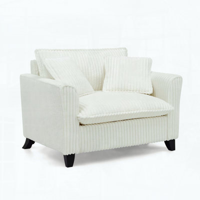 Lazy Sofa Chair with Corduroy Upholstery, Ergonomic Backrest, Armrests, Beige