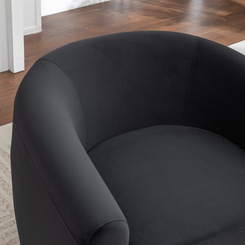 Fauteuil demi-tonneau pivotant de 33,5 po Odey, Velours noir