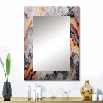 «Beige et pêche» Stone Geode Simplicity - miroir mural décoratif en pierre Geode